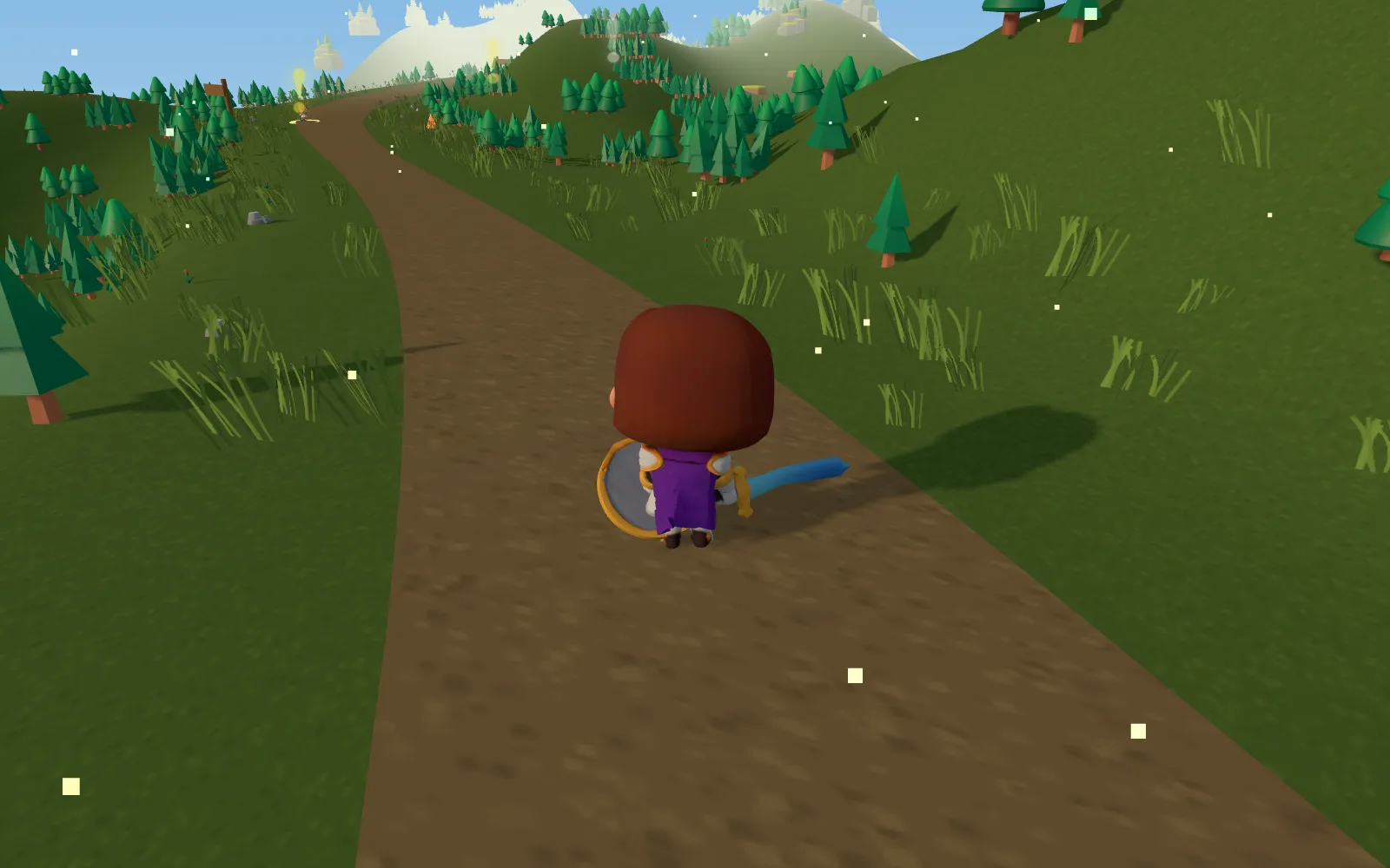 A paladin walks the path toward a dungeon in the Foundation Vale