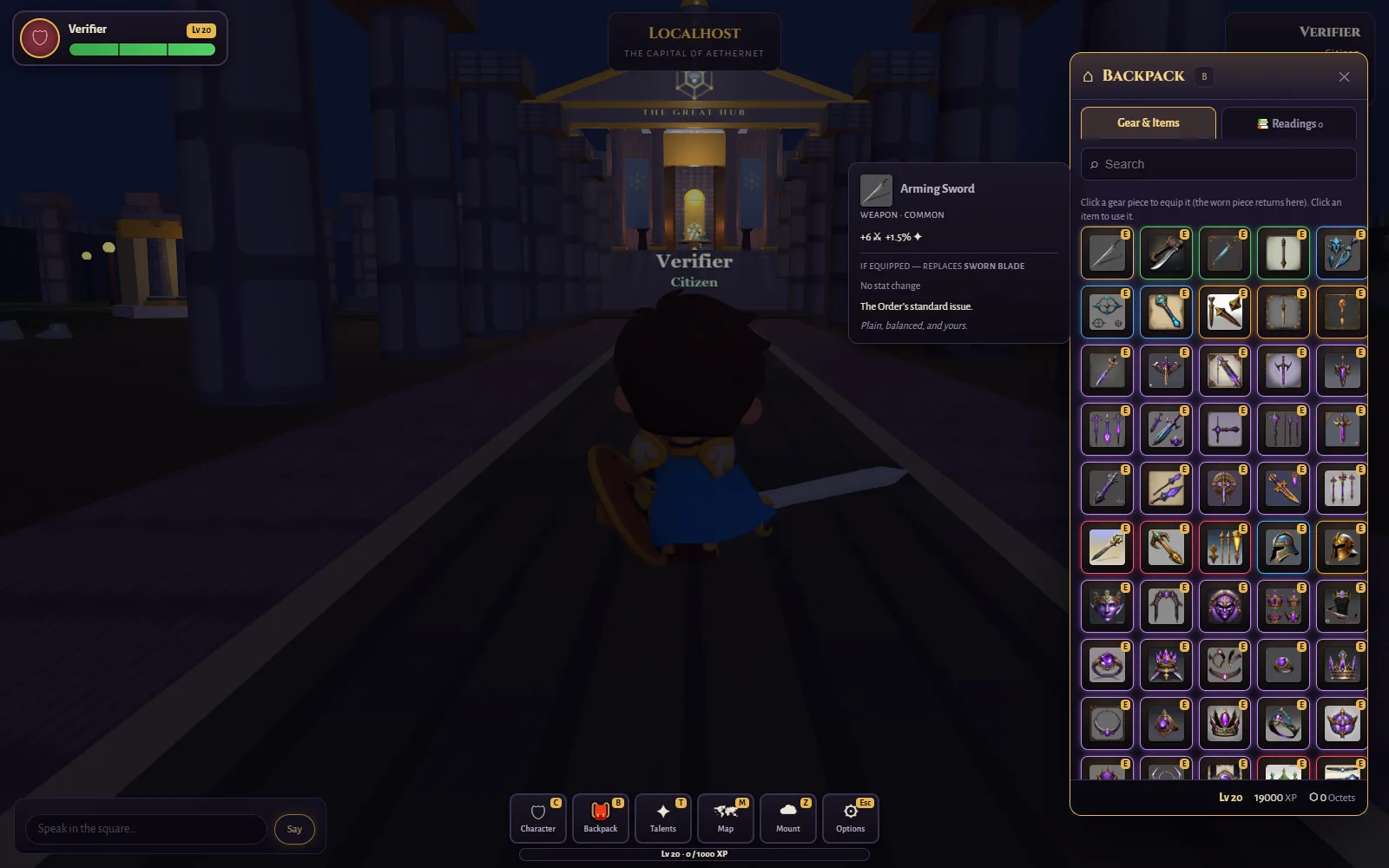 The gear stat-comparison panel
