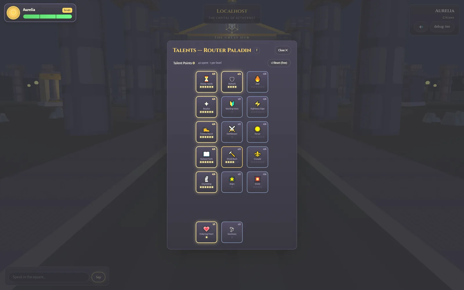 The class talent tree